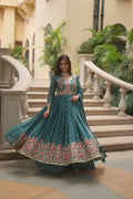 Rama Faux Georgette Sequins Embroidered Kurti with Sharara & Dupatta Set