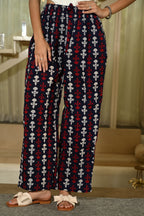 Navy Blue Handblock Print Cotton Co-ord Set for Women – Peplum Kurta & Straight Pants