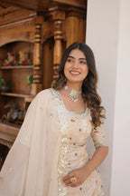 White Faux Blooming Sequins Embroidered Sharara Set with Matching Dupatta – Festive & Party Wear