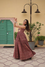 Maroon Faux Georgette Designer Gown – Fully Flared Elegant Party & Wedding Set