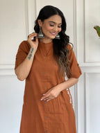 Women's Cotton Printed A-Line Kurti With Pant