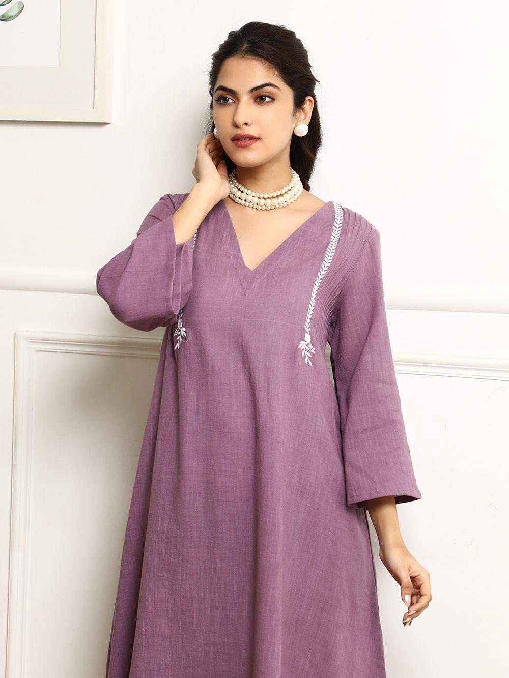 Women's Cotton Embroidered Straight Kurta & Pant With Dupatta Set