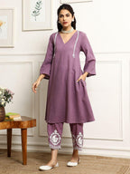 Women's Cotton Embroidered Straight Kurta & Pant With Dupatta Set