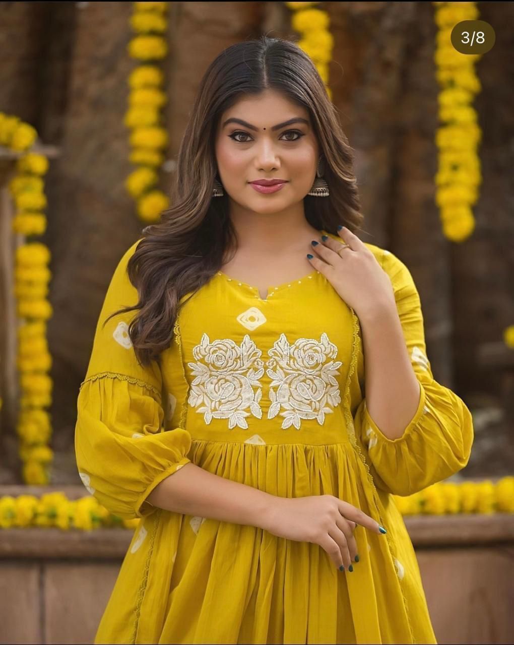 Women's Cotton Hand Block Printed Anarkali Kurti