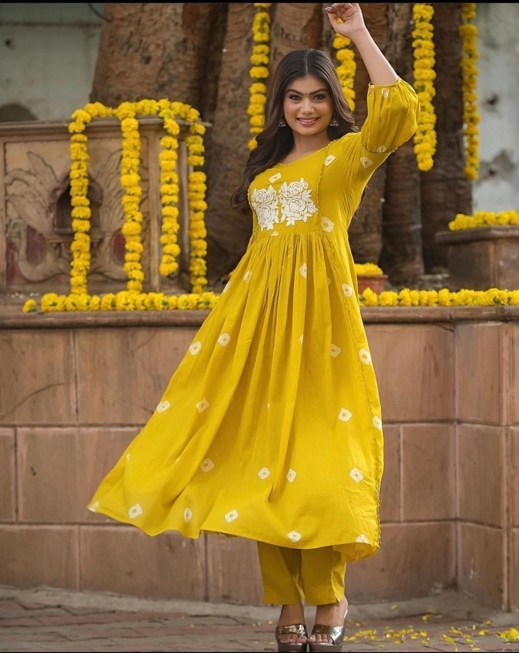 Women's Cotton Hand Block Printed Anarkali Kurti