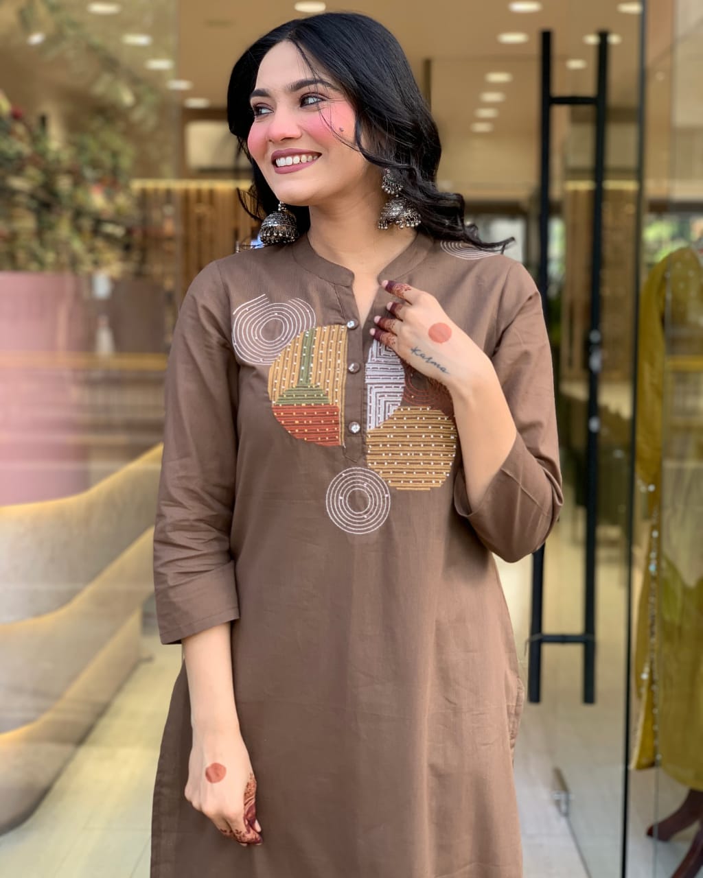 Women's Cotton Embroidery Straight Kurti Pant With Dupatta Set