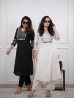 Women's Cotton Embroidery Straight Kurti With Pant Set