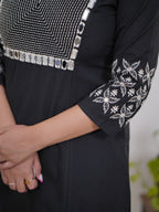 Women's Cotton Embroidery Straight Kurti With Pant Set