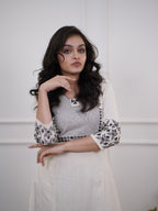 Women's Cotton Embroidery Straight Kurti With Pant Set