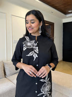 Women's Cotton Floral Printed Straight Kurti With Pant Set