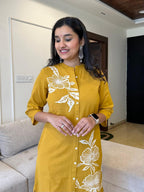 Women's Cotton Floral Printed Straight Kurti With Pant Set