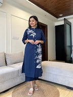 Women's Cotton Floral Printed Straight Kurti With Pant Set