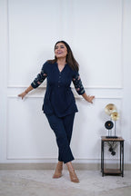 Women's Cotton Embroidery Straight Short kurti With Pant set