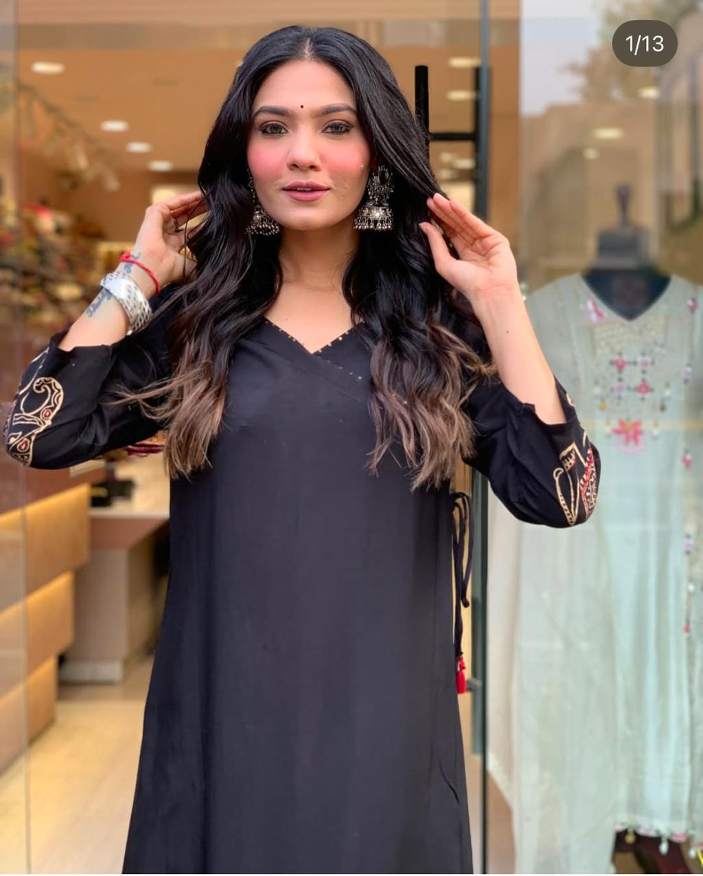Women's Rayon Embroidered Straight Kurti With Pant Set
