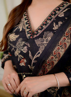 Women's Cotton Floral Printed Straight Kurti With Afghani Style Pant and Dupatta Set