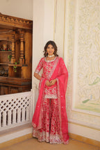 Pink Faux Blooming Sequins Embroidered Sharara Set with Matching Dupatta – Festive & Party Wear