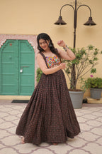 Black Faux Georgette Designer Gown – Fully Flared Elegant Party & Wedding Set