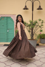 Black Faux Georgette Designer Gown – Fully Flared Elegant Party & Wedding Set