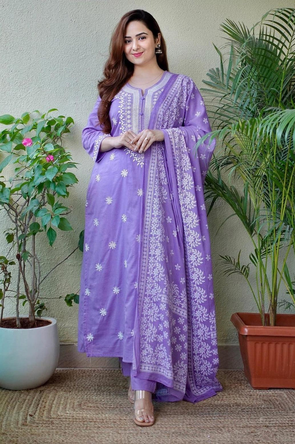 Women’s Cotton Floral Printed Straight Kurti With Pant and Dupatta
