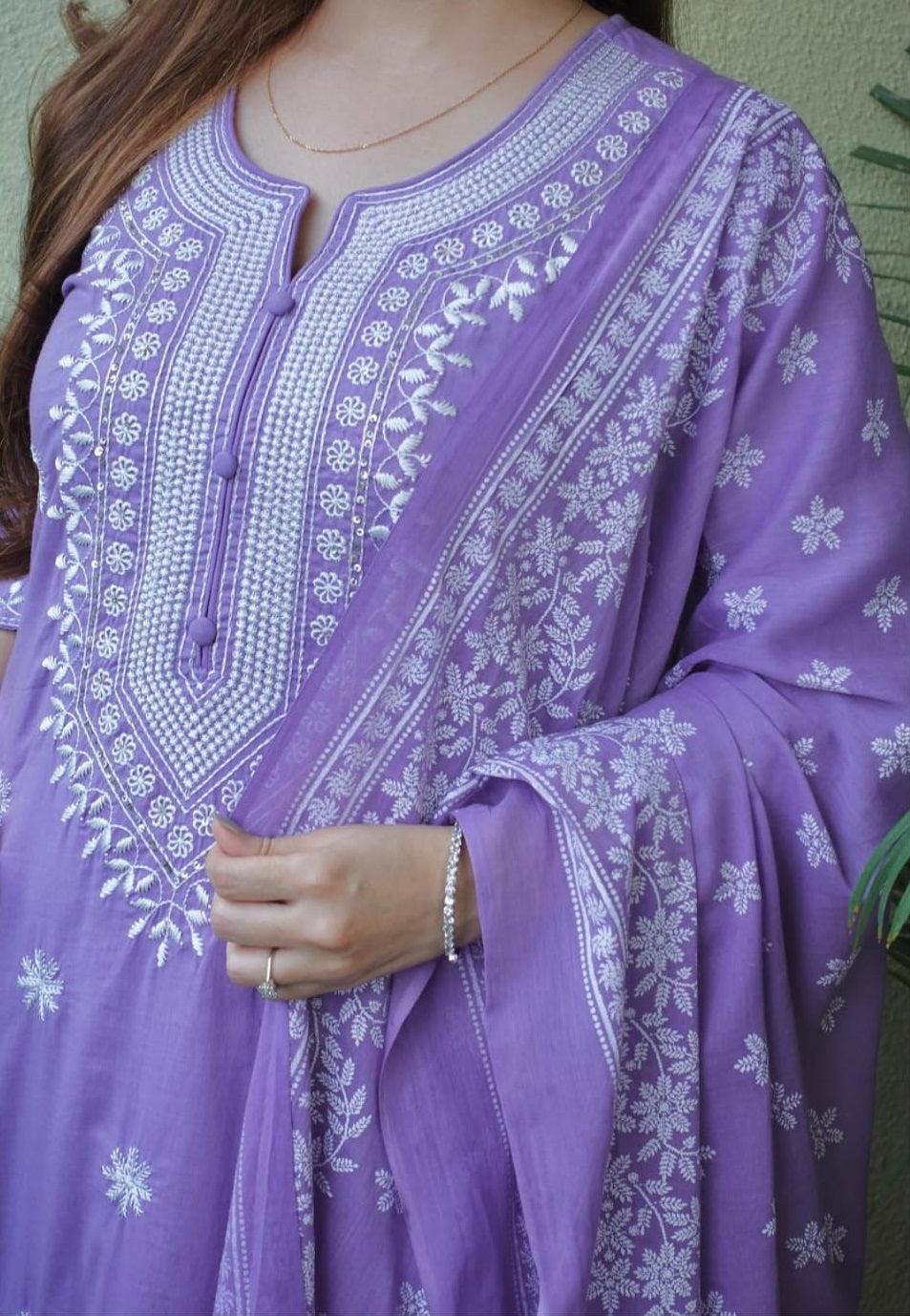 Women’s Cotton Floral Printed Straight Kurti With Pant and Dupatta