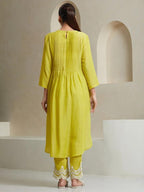 Women's Cotton Printed Line Flared Straight Kurti with Palazzo and Dupatta