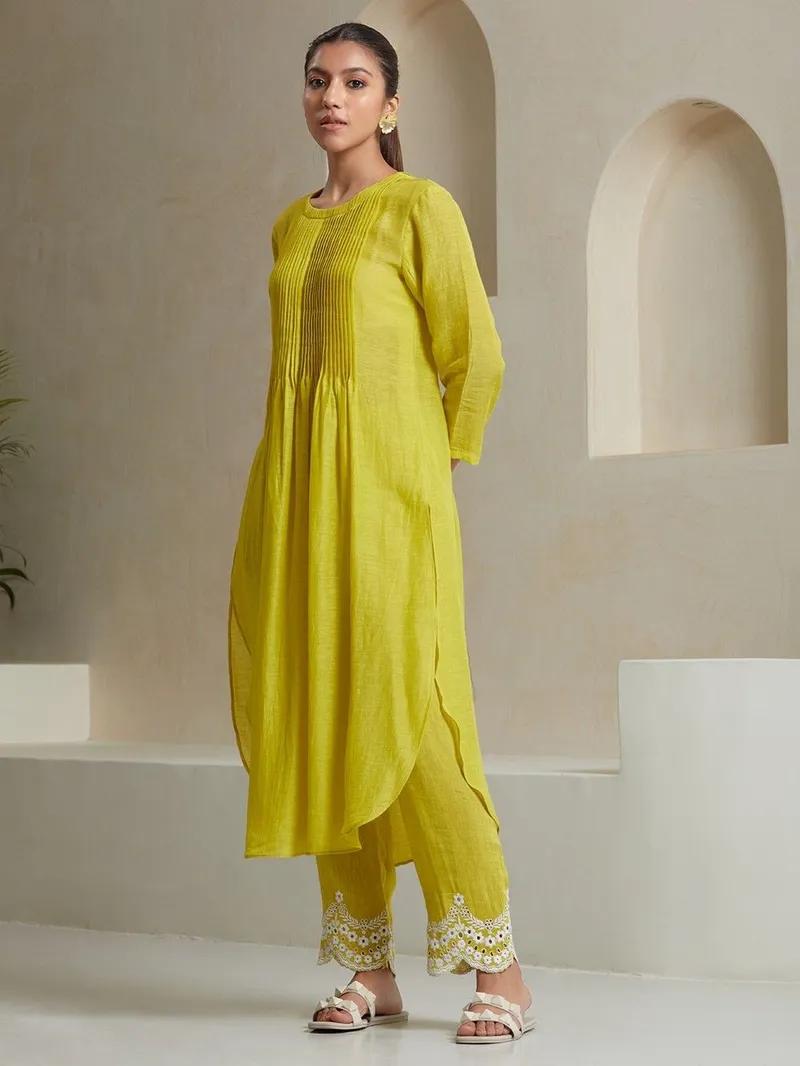Women's Cotton Printed Line Flared Straight Kurti with Palazzo and Dupatta