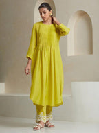Women's Cotton Printed Line Flared Straight Kurti with Palazzo and Dupatta