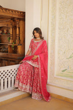 Pink Faux Blooming Sequins Embroidered Sharara Set with Matching Dupatta – Festive & Party Wear