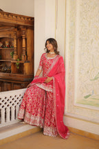 Pink Faux Blooming Sequins Embroidered Sharara Set with Matching Dupatta – Festive & Party Wear