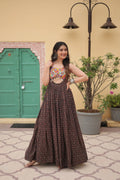 Black Faux Georgette Designer Gown – Fully Flared Elegant Party & Wedding Set