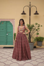 Maroon Faux Georgette Designer Gown – Fully Flared Elegant Party & Wedding Set