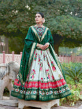 [Lehenga Color] Tussar Silk Lehenga Choli with [Blouse Color] Blouse | Patola Print & Foil Work | Wedding & Festive Wear